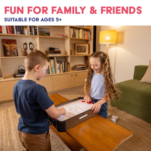 Power Play Air Hockey Table Game, Wooden Portable Table Toys Game for Kids and Adults, 20inches, Brown