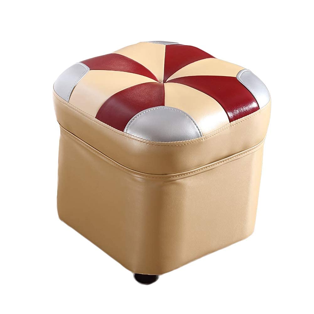 Banc à chaussures et pouf de salon beige pour entrée accueillante