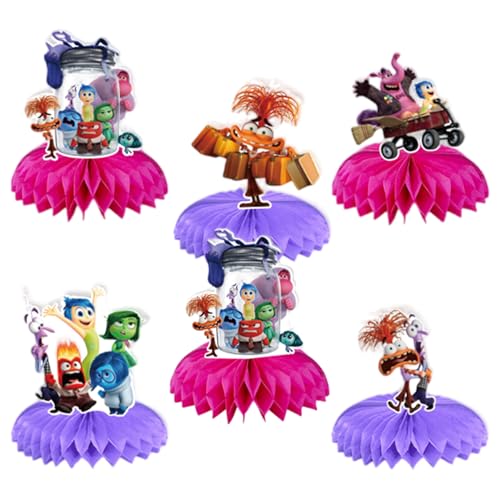 5Pcs Inside Out Party supplies set Inside Out Honeycomb Centerpieces Double Sided Table Topper for Inside Out birthday party decoration Kids Baby Shower Birthday Party Decorations by Omto - Used condition - US$13.17