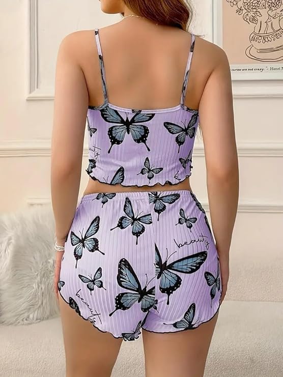 Image of SGC SWEDEN Women's Babydoll Lingerie Set with Boyshorts Panty, Cotton Blend, Multi-Colour, Free Size, 30-36 Inches, Adjustable Straps