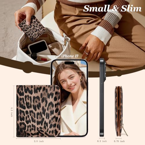 Image of Toughergun Leopard Print RFID Small Wallet Women, Slim Thin Vegan Leather Bifold Wallet with Zipper Coin Pocket & ID Window, Cute Mini Credit Card Holder Gift for Women ladies Teen Girls