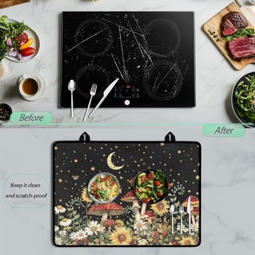 Image of Mushroom Stove Top Covers for Gas Burners, Wear Resistant Electric Stove Top Cover, Anti Scalding Flat Range Stovetop Protector, Thick Dish Drying Mat, Easy to Clean