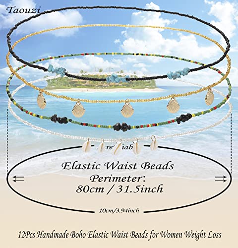 12 Pcs Handmade Waist Beads With Crystals Colorful African Waist Beads Boho Beads Waist Chains Energy Stone Beaded Body Chains For Women Girls #TOP3