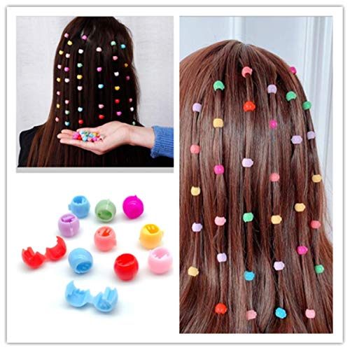 50 Hair Claw Clips Mini Hair Bangs Rainbow Beads Clip Cute Candy Colors Plastic Hairpins Hair Braids Maker Beads Head Wear Hair Accessories For Kids Girls Women #TOP1