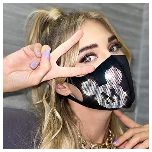 Salliy Rhinestone Mesh Mask Sparkly Crystal Halloween Masquerade Face Masks Glitter Face Covering Jewelry for Women and Girls