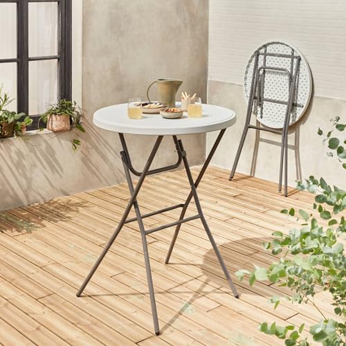 Lot 2 Tables Hautes Pliantes Gala Plastique Blanc Alice's Garden
