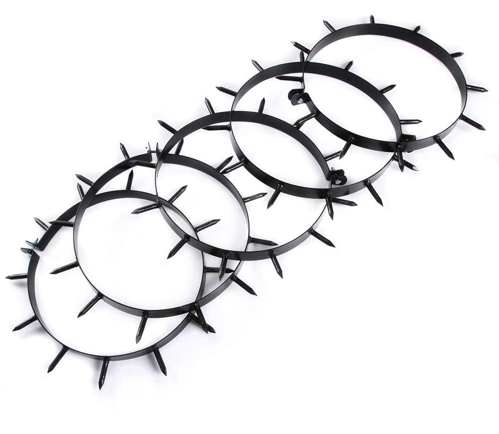 rg-vertrieb Rasen-Aerator Set 5-teilig für Gartenwalze Ø 30cm – Rasenlüfter Aufsatz mit 12 Dornen je Ring, Stachelwalze Zubehör Schwarz, Bodenlüfter (Ohne Walze)