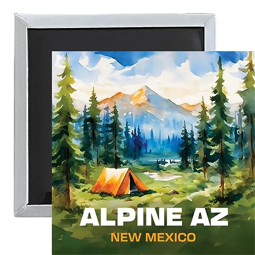 Alpine Az New Mexico Souvenir 2.5 x 2.5 Inches Magnet Camping Tent Design Single