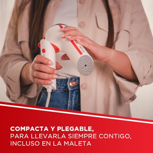 Miniatura 2 de Polti Vaporella Vertical Styler Gsm50r, Plancha De Vapor Vertical Portátil Para Viaje Con Mango Plegable, Calentamiento Rápido En 30 Segundos, Blanco Y Rojo