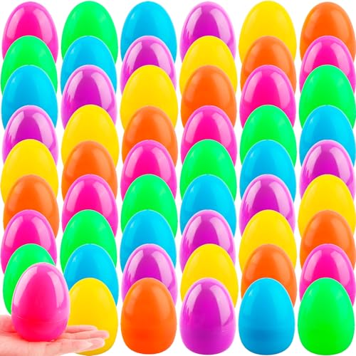 4 Inch Plastic Fillable Easter Eggs 36/54/ 66/78 pcs Large Colorful Easter Egg Big Flat Bottom Eggs Bulk for Easter Basket Fillers Egg Hunt Party Supplies (36 Pcs (6 Color) - Flat Bottom (4 Inch))