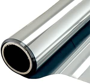 Window Film One Way Mirror Film Daytime Privacy Static Non-Adhesive Decorative Heat Control Anti UV Window Tint for Home and Office Silver 6 Mil 17.7 Inch x 6.5 Feet