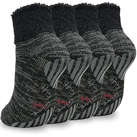 2 Pairs Slipper Socks for Men and Women,,Men's Warm Fluffy Socks with Silicone Grips,Non-slip Comfortable Warm Thickened Floor Sleeping Socks Cover