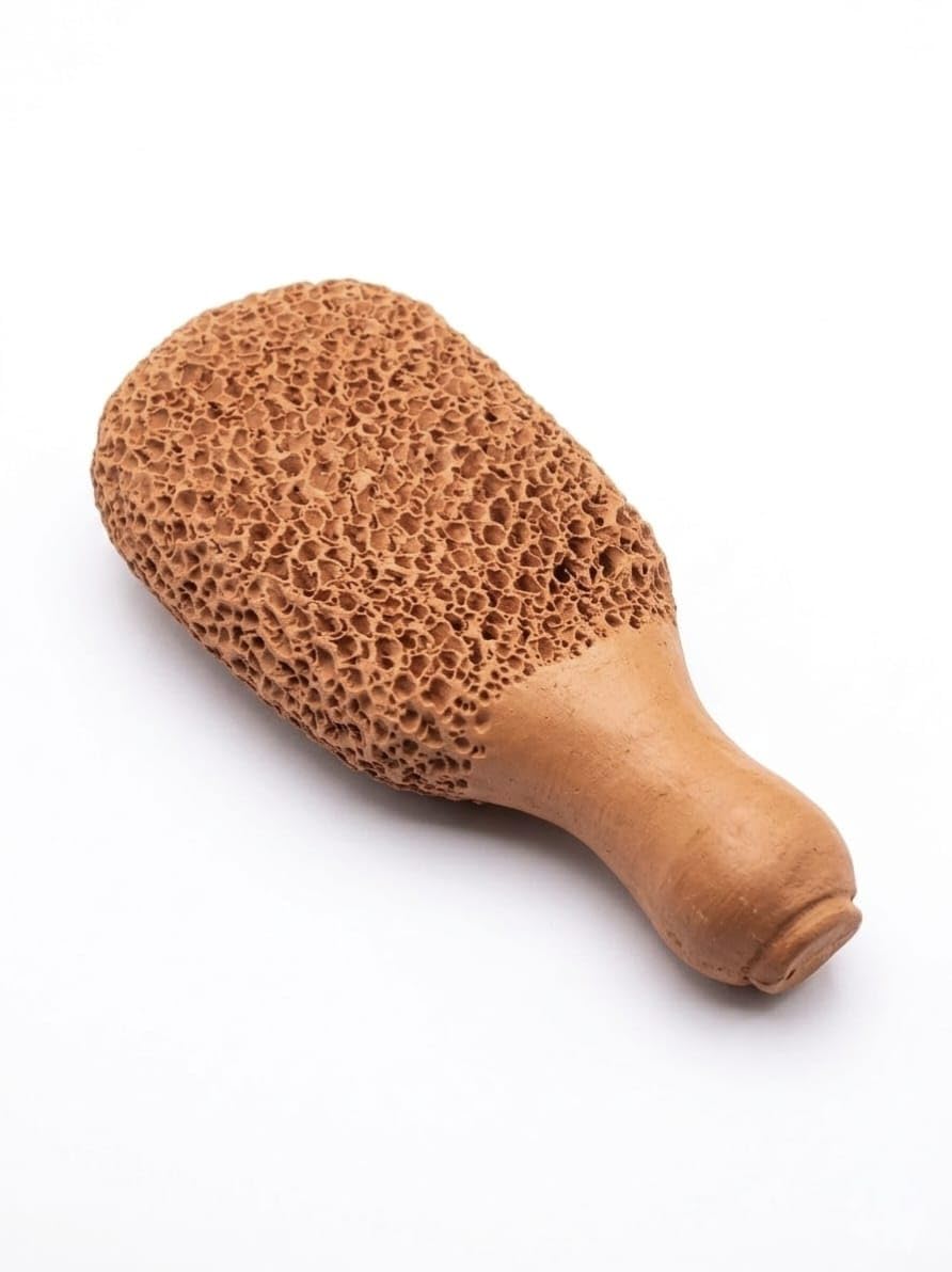 Terracotta Mud Loofah with Handle, Natural Exfoliating Bath Scrubber, Dead Skin Removal, Ayurvedic Deep Cleansing (pack of 1).-image-23