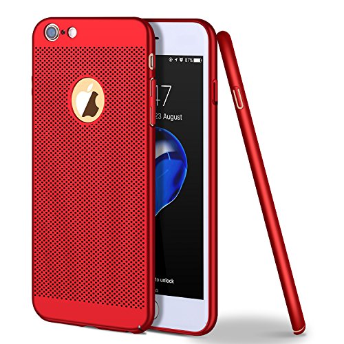 iPhone 6 Plus Case, iPhone 6S Plus Case, WLKSAM Stylish Ultra Slim Anti-Scratch Shockproof Hard Heat Radition Lightweight Case for iPhone 6 Plus Apple ¡­ (Red)