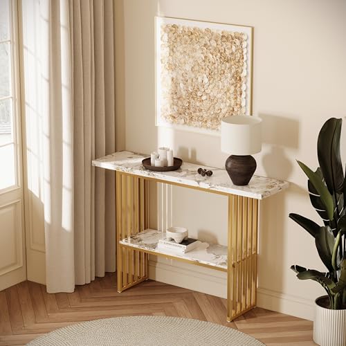 KEIKI 47 Console Table White & Gold