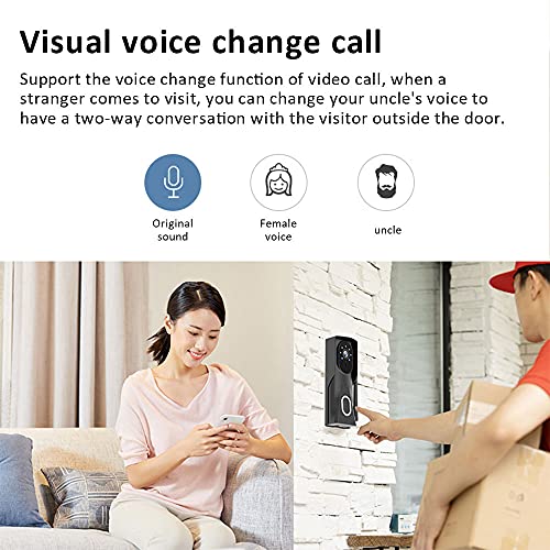 TIAOTIAO Campainha com campainha de vídeo inteligente sem fio, campainha de câmera de vídeo com carr