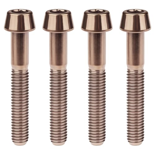Image of Titanium Ti Bolt M5x9 16 18 20 25 30 35 40 45 50 55 60mm Tapered Head Screws Pack of 4 (M5x35mm, Bronze)