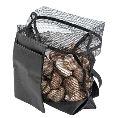 Lpoppcx Bolsa de recogida de setas, organizador de malla con gran capacidad, bolsa de recogida de frutas al aire libre, adecuada para frutas, piedras, bayas, flores silvestres, jardín, parque, Negro