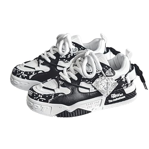 Minlaidian [Comfy Street Style Skate Shoes] Comfy Non Slip Men's Skate Shoes - Trendy Street Style Platform Sneakers for Outdoor Activities (Black,10)