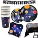 177 Piece Outer Space Party Supplies Set Including Banner, Plates, Cups, Napkins, Tablecloth, Spoon, Fork, and Knives, Serves 25