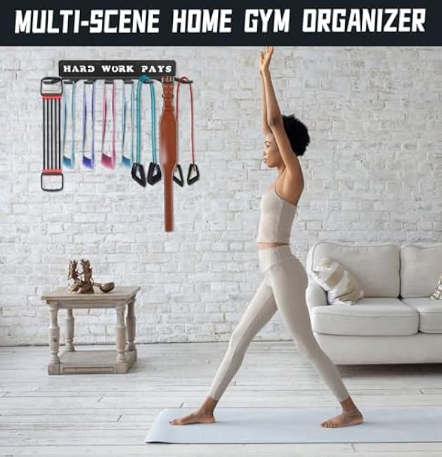 Multi-Purpose Workout Gear Wall Hanger Storage for Resistance Bands, Jump Ropes, Lifting Belt, Fitness Bands, Barbells