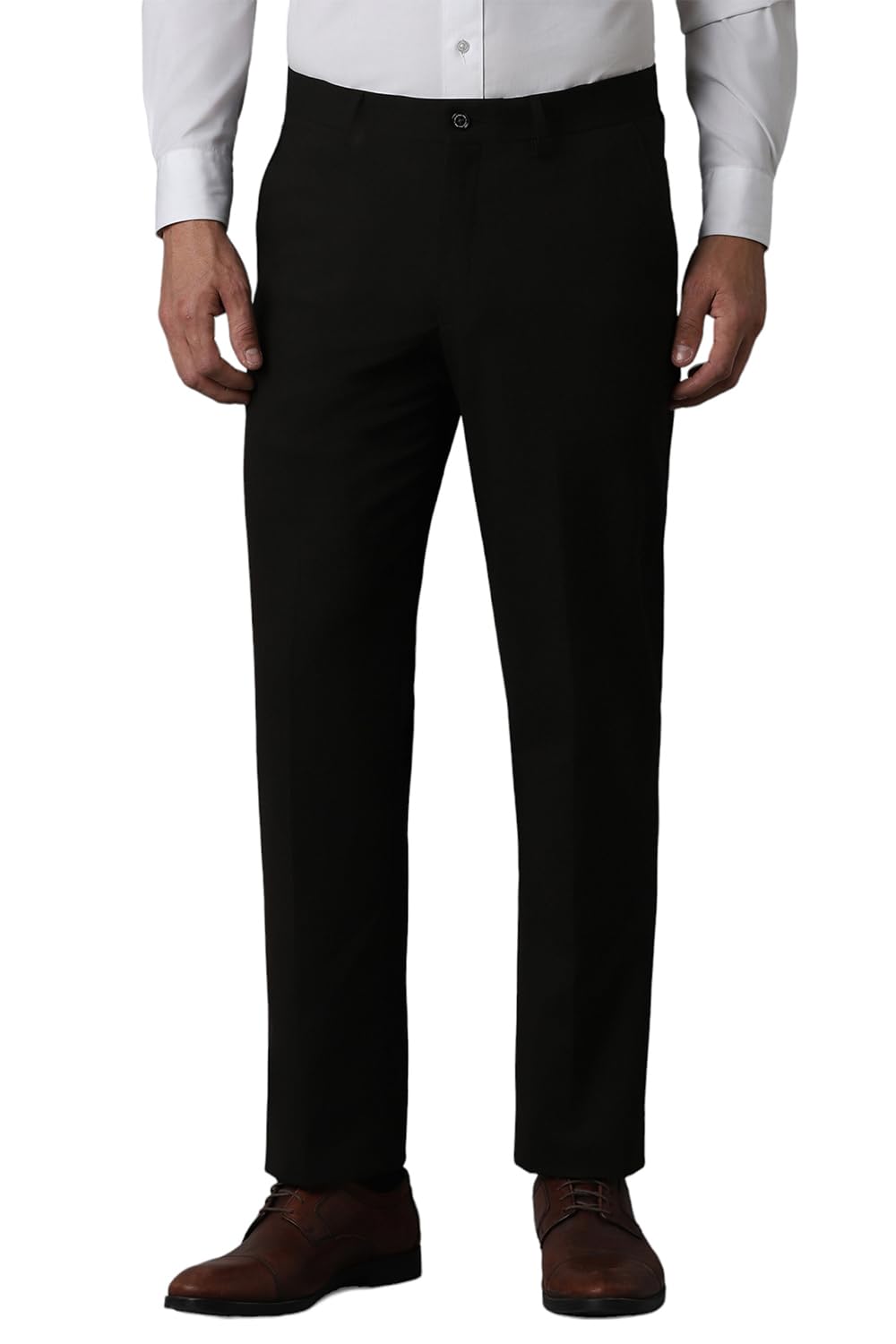 Louis Philippe Men's Regular Fit Everyday Smart Wear Comfort Stretch Work Ready Solid Formal Trouser