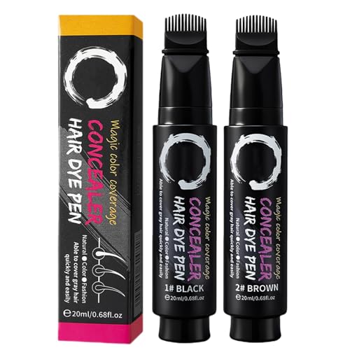 Concealer per capelli con comb, 2 bastoncini colorati touch up per capelli, impermeabili, resistenti al sudore, per capelli grigi e aree sottili, per radici e barbabietole, colore nero e marrone