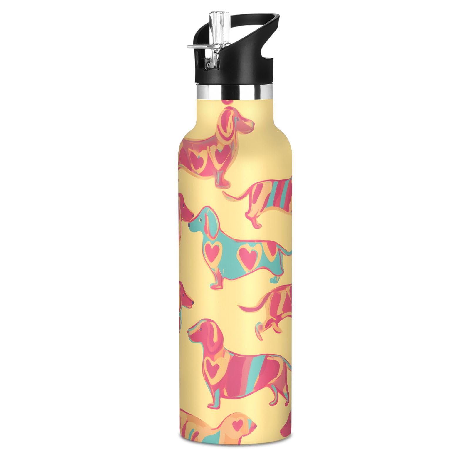 Bouteille d'eau isotherme motif teckel pour enfants 600ml en inox