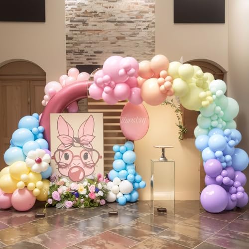 House Of Party 123456 140Pcs Pastel Rainbow Balloon Arch Garland Kit - Balloon Arch Kit-Birthday Balloons, Globos Para Decoracion De Fiestas | Ideal For Halloween Birthday First Birthday Party Decorations thumb #2