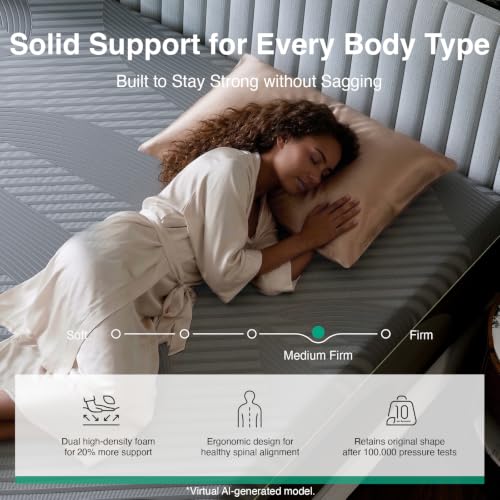 Image of Novilla King Size Mattress 16 Inch, Memory Foam King Mattress | with AiryFlow Cooling System for Cool Night, Pressure Relief, Ergonomic Support for Spinal Alignment, CertiPUR-US,Medium Firm