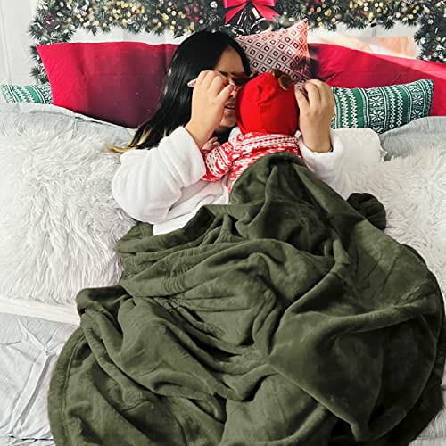 Image of Bedsure Fleece Blanket Queen Blanket Olive Green - Bed Blanket Soft Lightweight Plush Fuzzy Cozy Luxury Microfiber, 90x90 inches