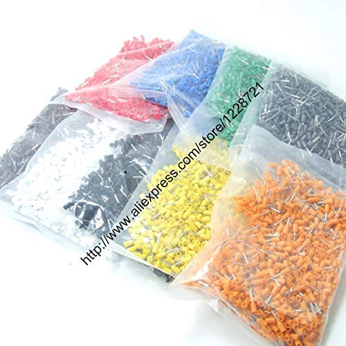 Onvas 1000pcs/pack E2508 Cord End Insulated Terminals Wire Connectors Bootlace Ferrules For 2.5mm2 14 AWG 8mm of Pin Length Brass tube - (Color: blue)