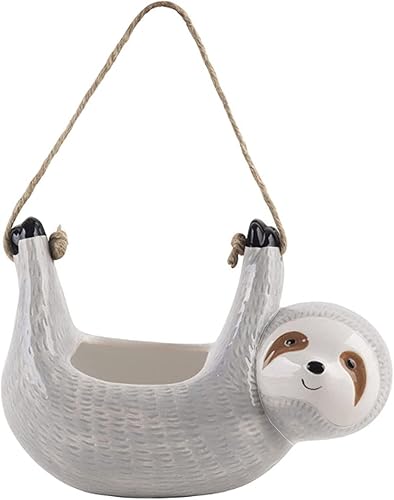SILVERFEVER Maceta colgante para perezosos, maceta para suculentas, macetas de cerámica para interiores y exteriores, contenedor para macetas (1,