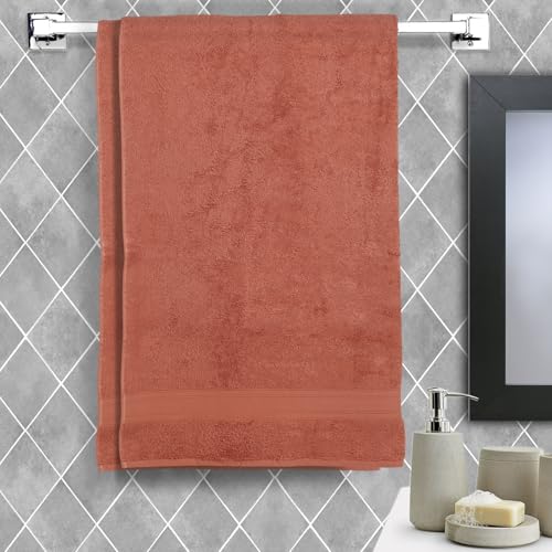 Image of Arvind 100% Cotton Towels for Bath | Towels for Bath Large Size | 500 GSM Bath Towel - Soft & Absorbent | 2 Piece Bath Towel for Men /Women | Urban Comfort | 70 cm x 140 cm - Rust