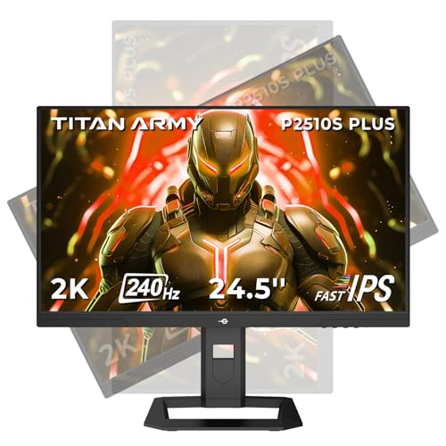 TITAN ARMY 24.5 Inch QHD 2560 x 1440p 240Hz Fast IPS Gaming Monitor,Adaptive-Sync 1ms 126% sRGB P2510S, Black