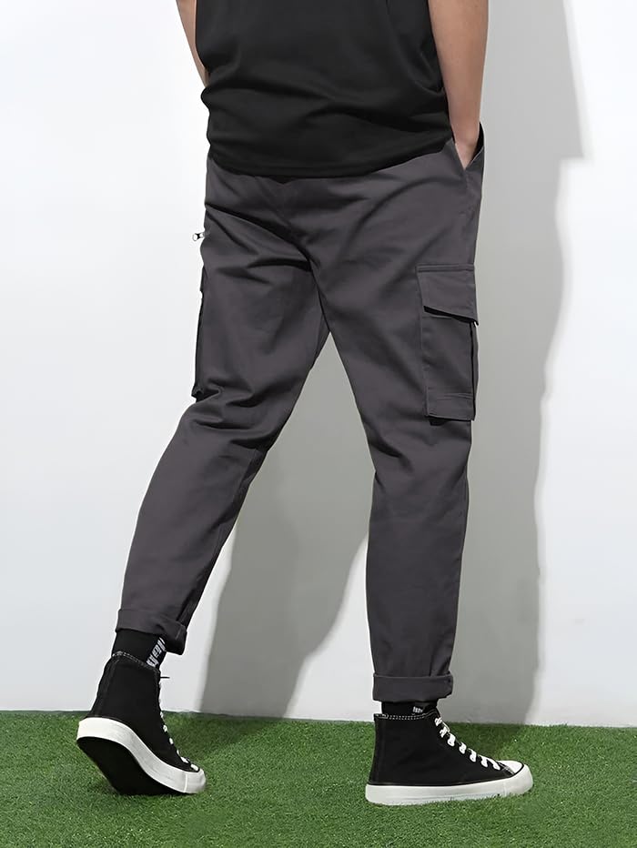 Image of GRECIILOOKS Men's Cargo Pants | 6 Pocket Cotton Cargo Joggers for Men | Loose Fit Stylish Pant with Pockets | Casual Baggy Trousers & Streetwear Lower
