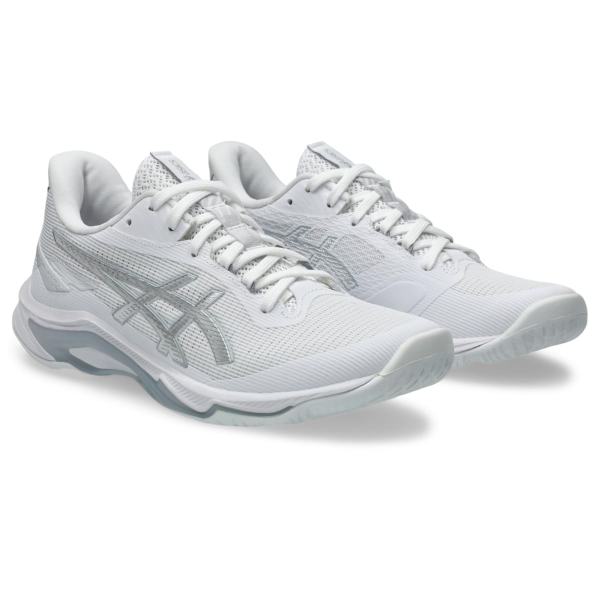 Asics Women's Netburner Ballistic FlyteFoam 4 Volleyball Shoes, 8, White/Pure Silver