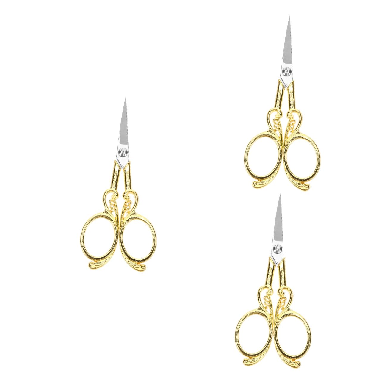SHINEOFI 3 Pezzi forbici retrò scissors tessuto acciaino forbicine per cucito filo per cucire Forniture di cucito forbice da ricamo cesoia per lavori di Acciaio inossidabile Golden