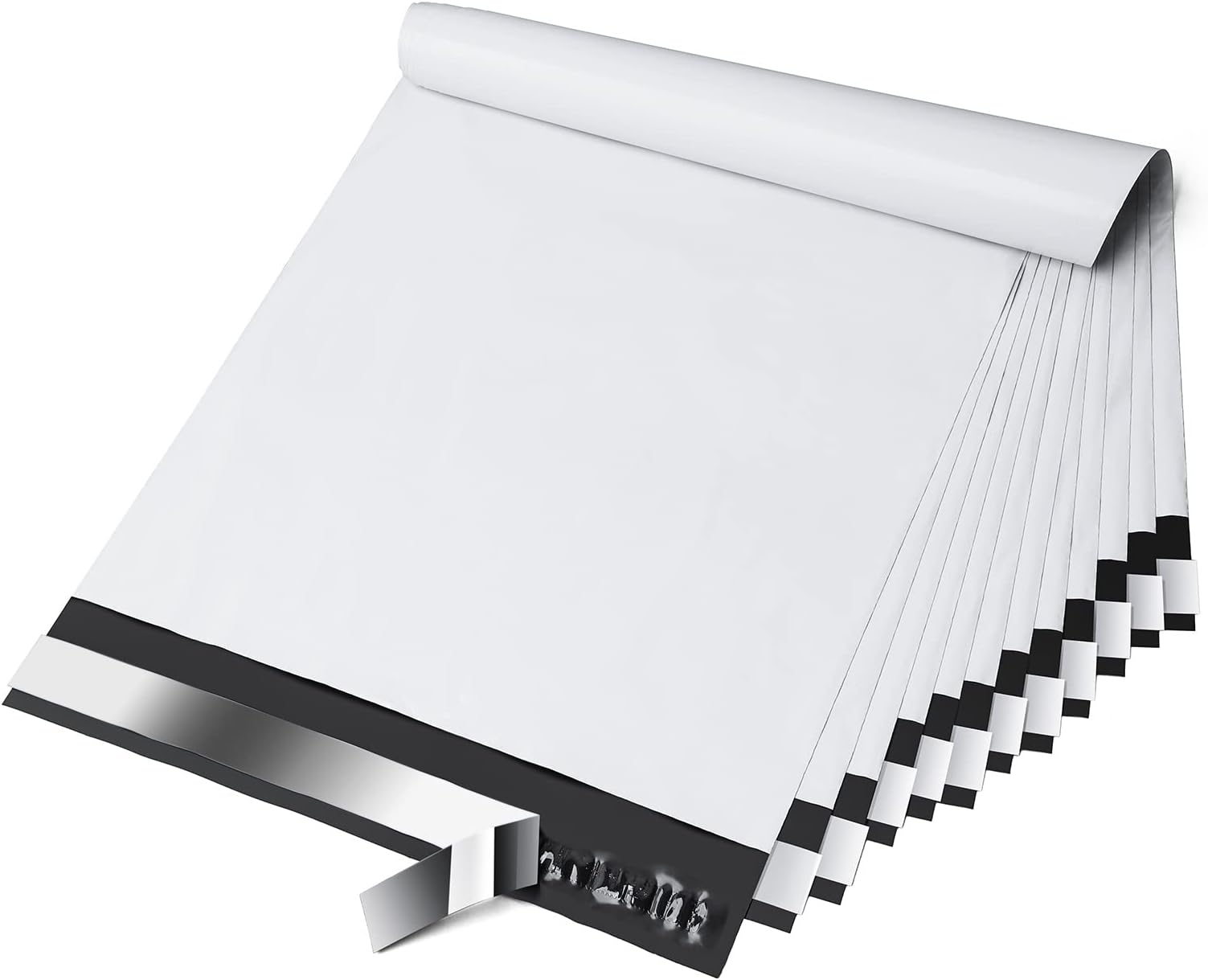 Fuxury Poly Mailers 10x13 Inch 100 Pack,Shipping Bags for Clothing,Strong Adhesive Mailing Envelopes,Heavy Duty Self Seal Plastic Postal Return Package Bags for Books Accessories Business,White