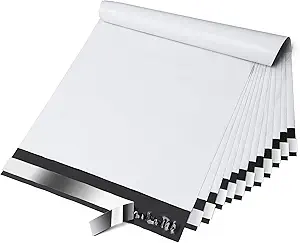 Fuxury Poly Mailers 10x13 Inch 100 Pack,Shipping Bags for Clothing,Strong Adhesive Mailing Envelopes,Self Seal Plastic Postal Return Package Bags for Small Business,White