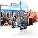 Produktbild decomonkey Bilder New York 200x100 cm 5 Teilig Leinwandbilder Bild auf Leinwand Wandbild Kunstdruck Wanddeko Wand Wohnzimmer Wanddekoration Deko Panorama Skyline Stadt