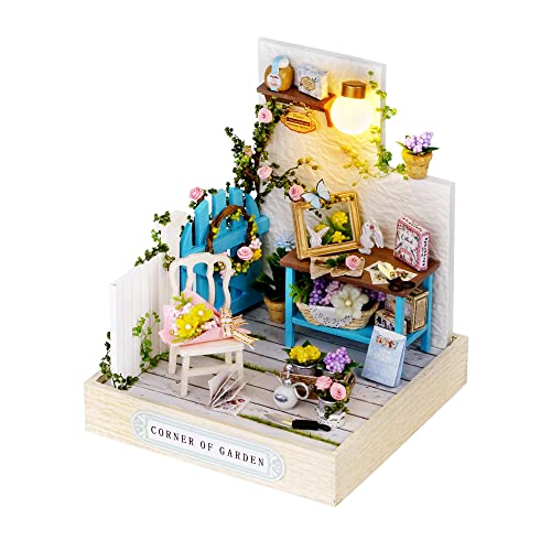 Maison de poupée miniature en bois 1:24 DIY avec vitrine anti-poussière pour adulte et ado