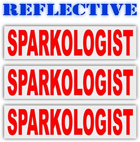 3 Pack | Reflective Construction Stickers, Hard Hat Stickers Electrician Sparkologist - Sticker Graphic - Construction Toolbox, Hardhat, Lunchbox, Helmet, Mechanic & More (Orange)