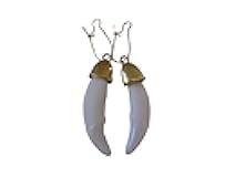 Coyote Teeth Earrings Gold Dangle Animal Bone Jewelry Kidney