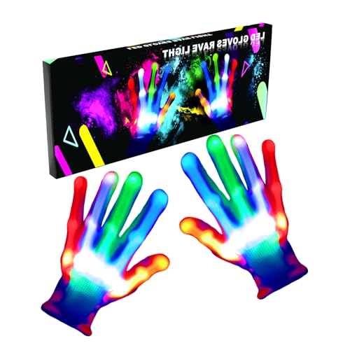 VABX-Purple Led Gloves Rainbow Cool Kids Toys 3-6, 7-11 Years Old for Teens Adults Light up Gloves Party Birthday Easter Halloween (1 Pair) (Small)