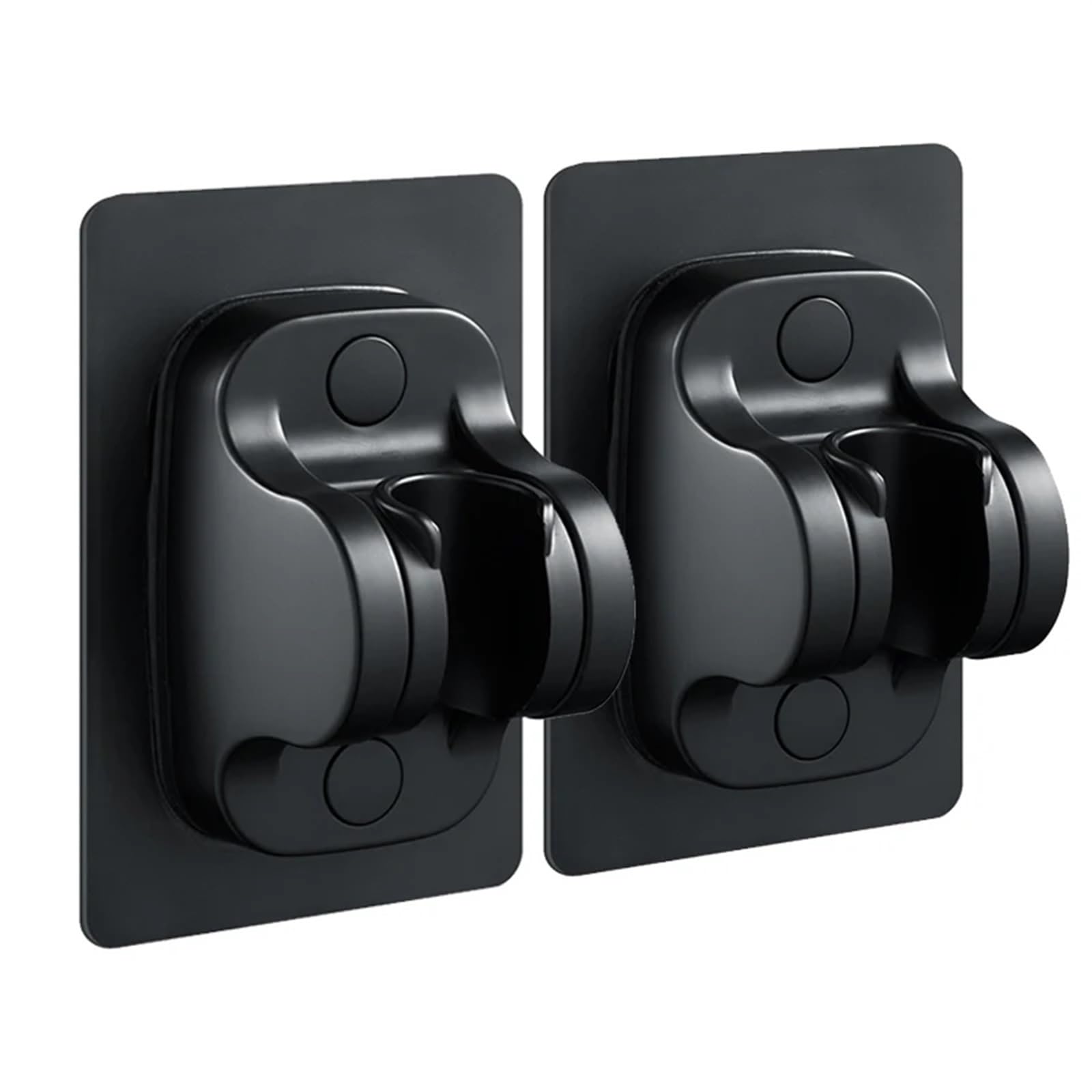 Djskldf 2 Pieces Black Shower Head Holder Shower Head Holder Brackets Adjustable Support Showerhead Bath Wall Hooks Stand Plastic Bathroom Accessories Without Drill(2 Pieces Black)