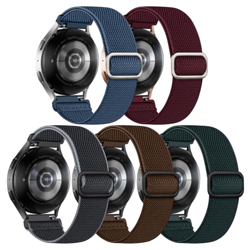 Image of Acextro 5 Pack Stretchy Bands Compatible with Samsung Galaxy Watch 7 6 5 4 FE Band 40mm 44mm 45mm /Watch 6 4 Classic 4 42mm 46mm 43mm 47mm /Active 2, 20mm Water-Resistant Elastic Nylon Sport Strap