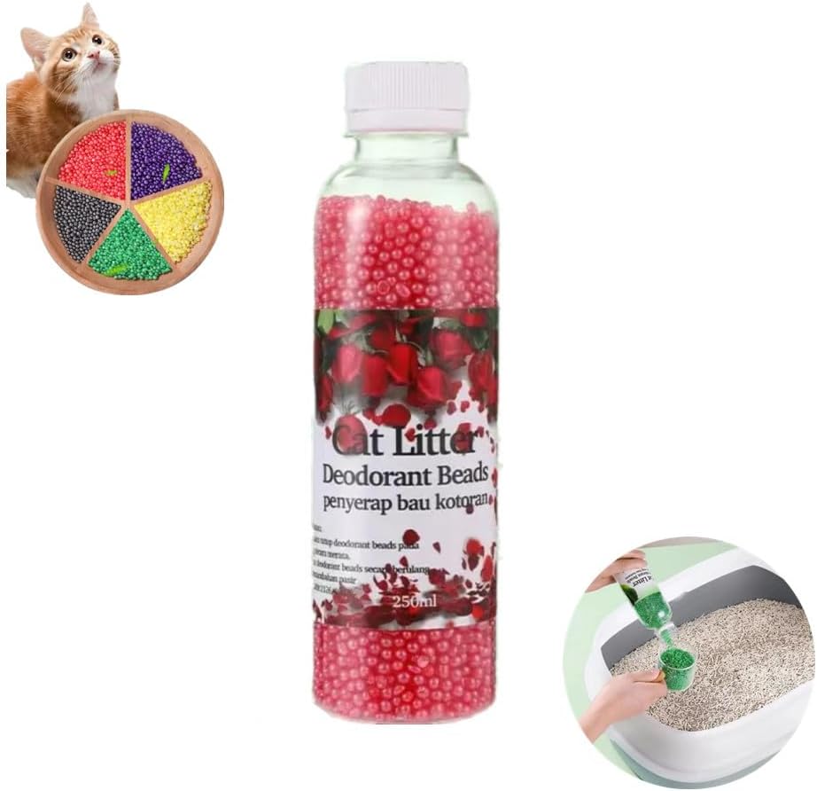Cat Litter Deodorizer Beads, Deodorizing Beads Air Freshener for Pet Smells from Litter Box, Reusable Soothing Scent Cat Litter Deodorizer, Activated Carbon Physical Adsorption, Keep Home Fresh