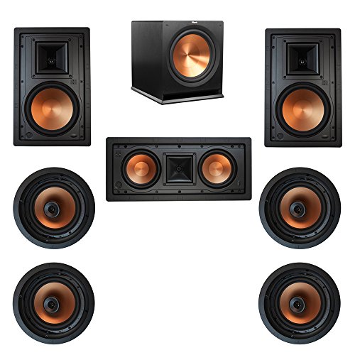 Klipsch 7.1 In-Wall System with with 2 R-5800-W II In-Wall Speakers, 1 Klipsch