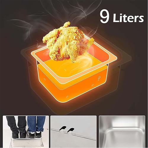 Arbeitsplatten-LPG-Gas-Fritteuse, Einzeltanks/Doppeltanks mit 10Lx2-Korb und Deckel, Edelstahl-Propan-LPG mit großem Fassungsvermögen und Metallrohr für Privat- und Gewerbezwecke,3Tank – Bild 5